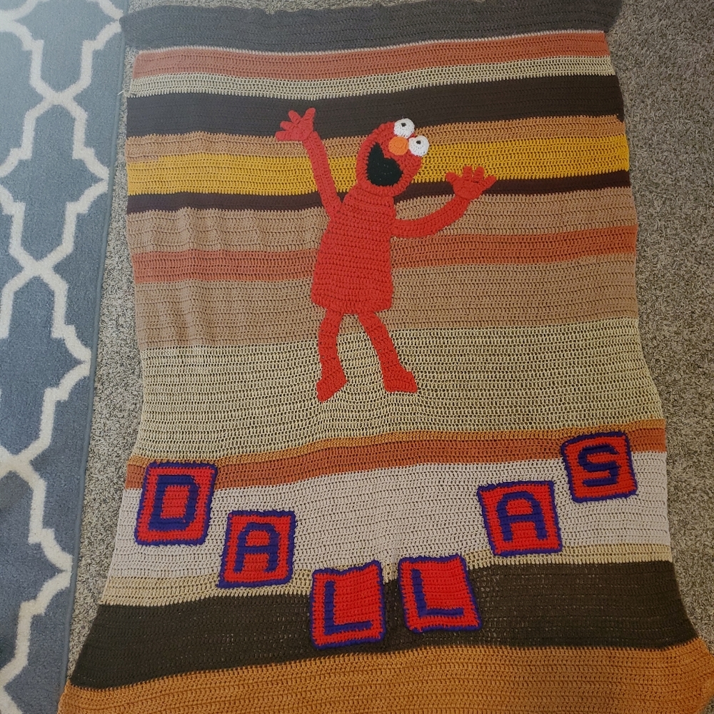 Vintage Hand crochet Elmo blanket
